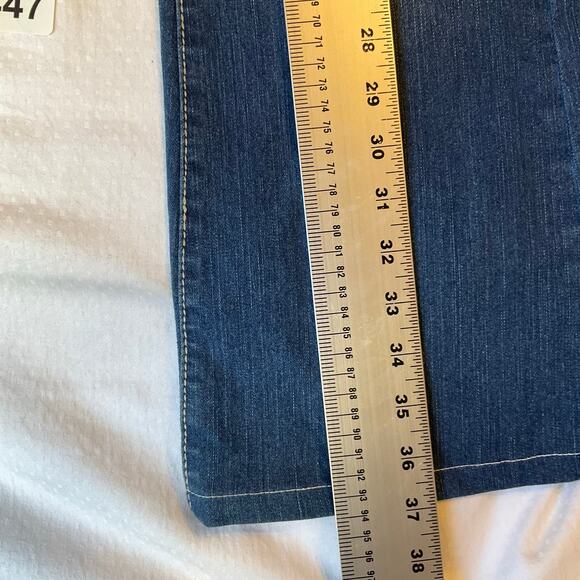 Twentyone Black By Rue21 Women Flared Jeans size 9/10R Blue Mid Rise Stretch - Picture 3 of 11